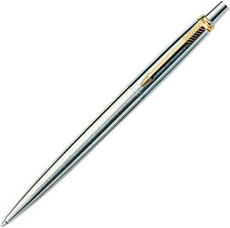 Parker Jotter Executive Pen Stainless Steel with Gold Trim - Blue Ink, Medium Ballpoint - Image 1